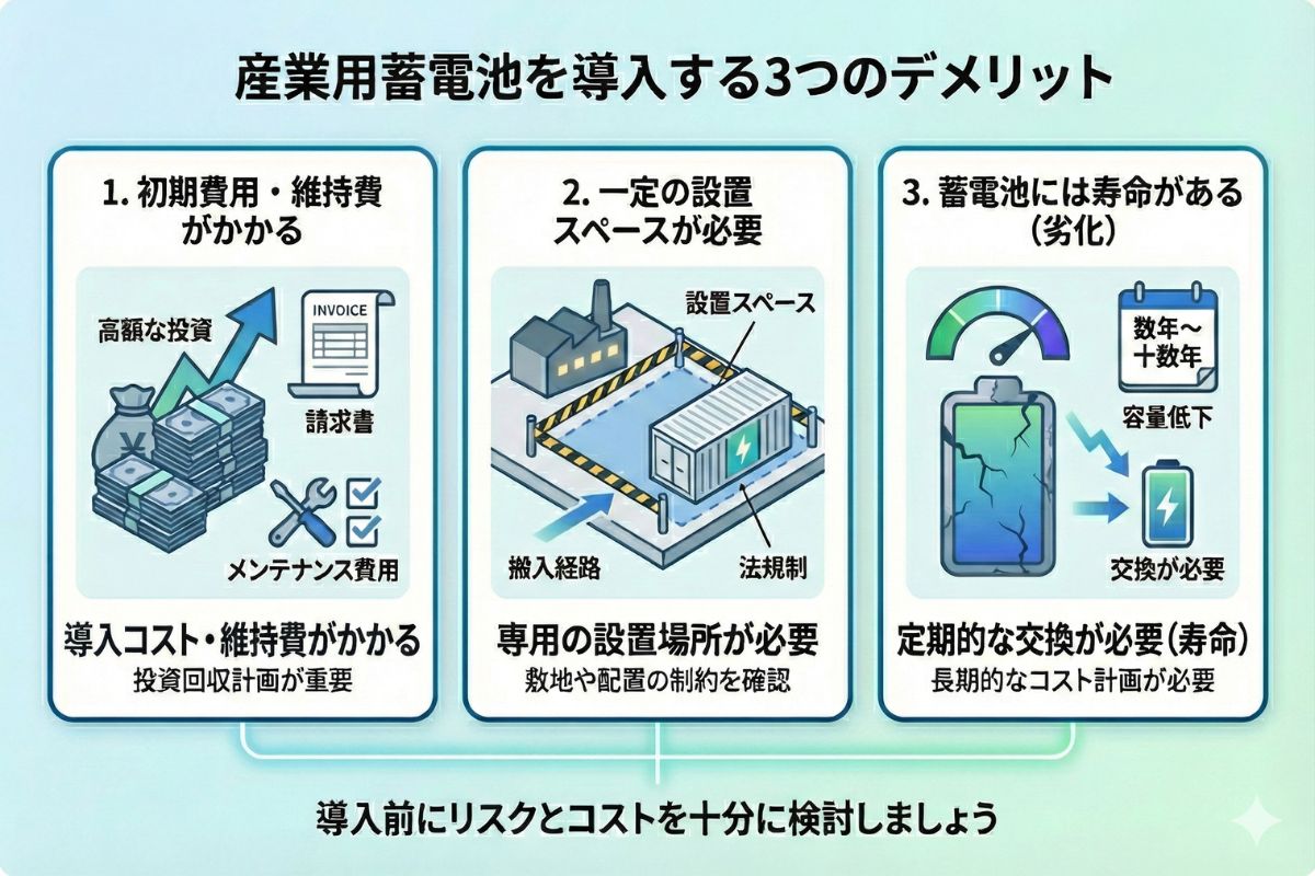 産業用蓄電池を導入するデメリット